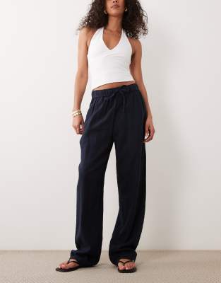 River Island tapered linen blend pants in navy navy 10590₽