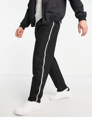 River Island tapered pleated smart trousers in black