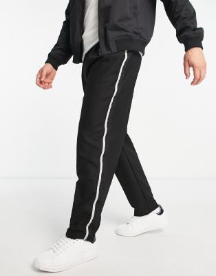 River Island tapered pleated smart trousers in black