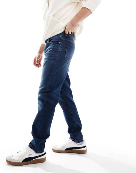 River Island tapered Rally jeans in dark blue - view 1