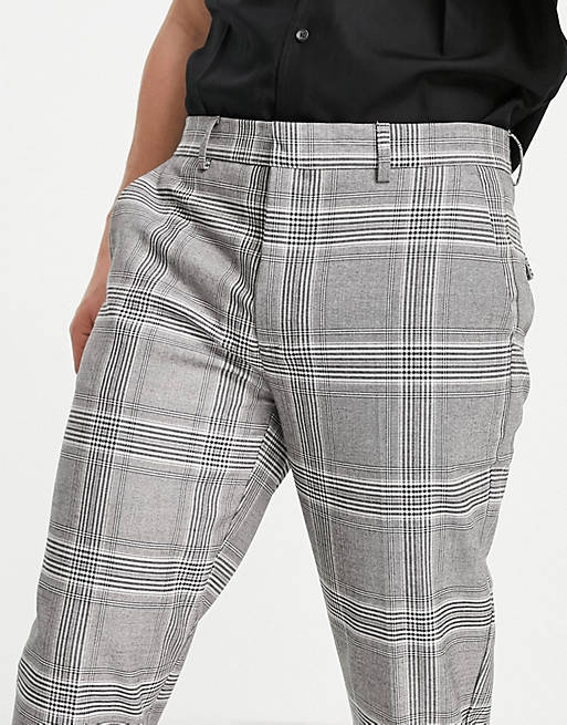 River Island tapered smart pants in gray check