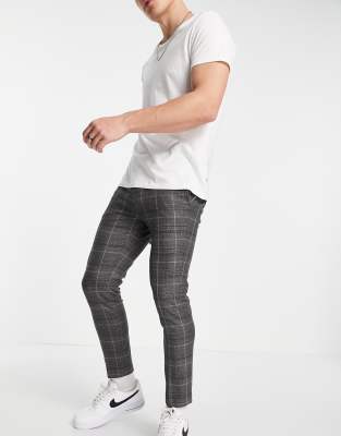 River Island smart pants in gray check