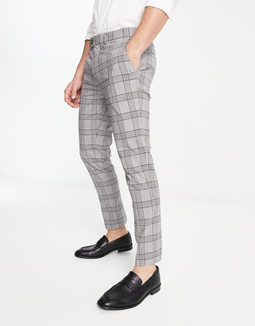 Slim Fit Joggers - Light gray/plaid - Men