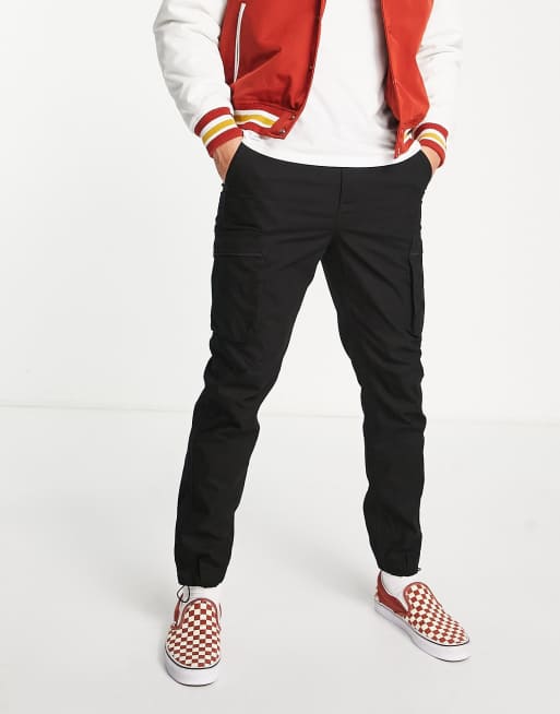 River Island - Tapered sorte cargobukser