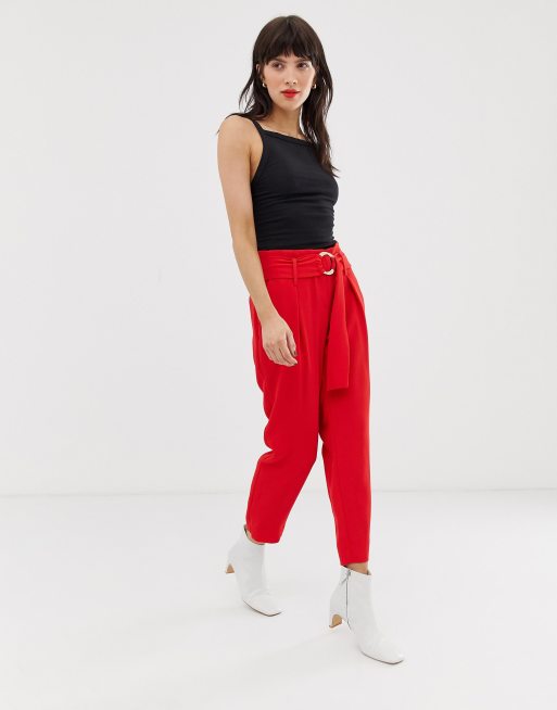 Red 2024 tapered trousers