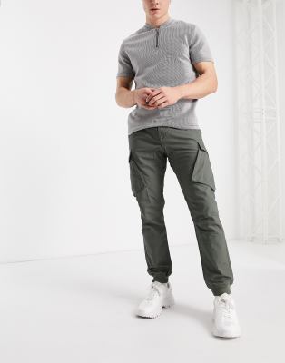 River Island tapered utility cargos in khaki-Green