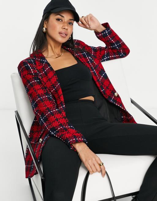 River island hot sale red tartan blazer