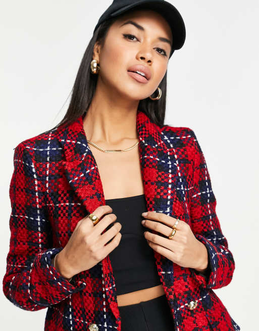 River island red store check blazer