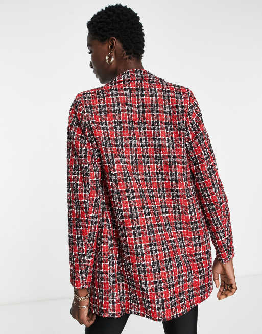 River island store red check blazer