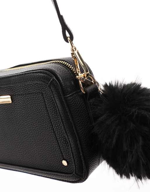Black fur bag river island hotsell