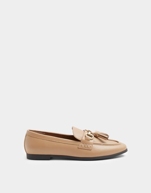 River Island Tassel chain loafers in brown - light