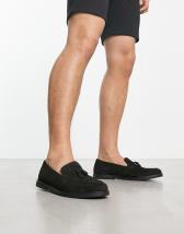 ASOS DESIGN loafers in navy suede with white sole | ASOS