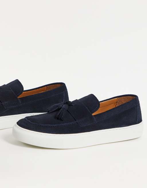 River Island tassel loafers in navy | ASOS