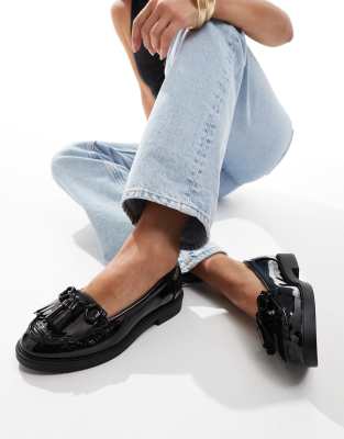 River Island Tassel Patent Loafer In Black