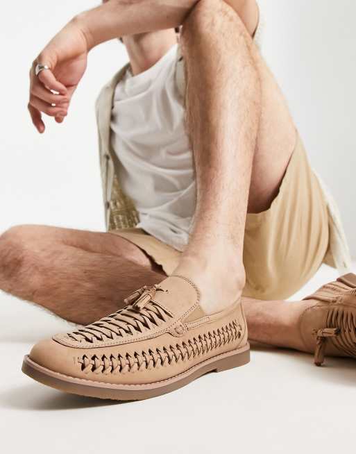 River Island ‑ Tasselloafer mit Weboptik in Stone
