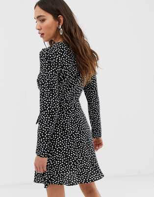 river island black spot dress