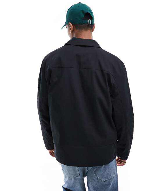 River Island tech shacket in black | ASOS