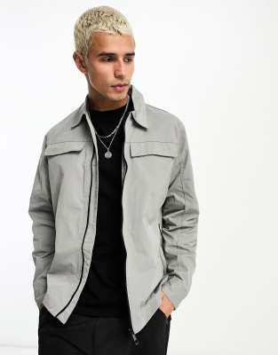 River Island tech shacket in gray