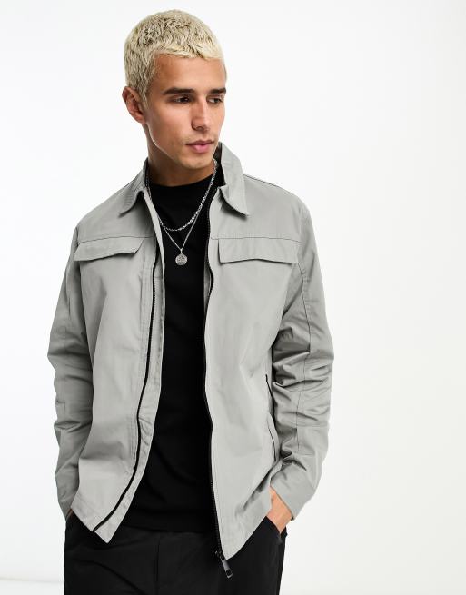 River Island tech shacket in gray | ASOS