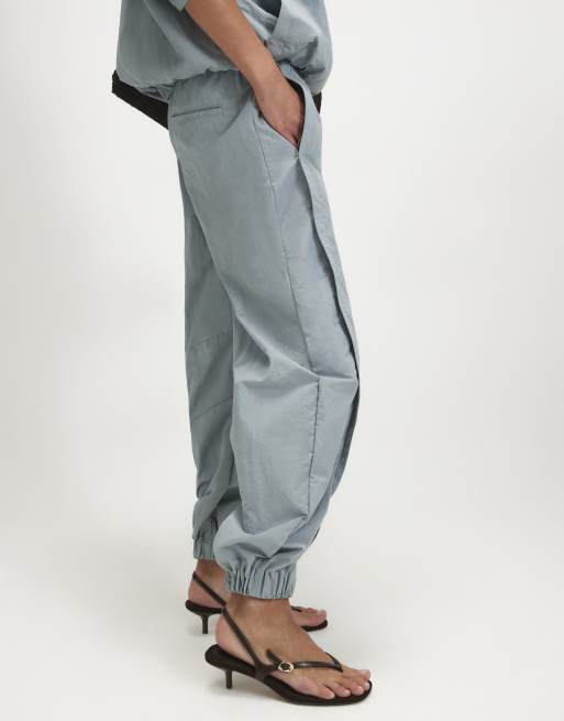 River Island Technical cuffed twill trousers in blue - light, 3 of 4