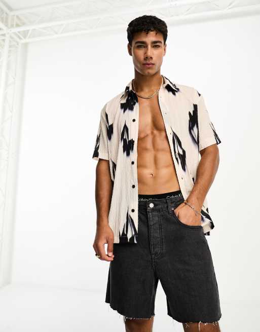 River Island texture blurred shirt in ecru
