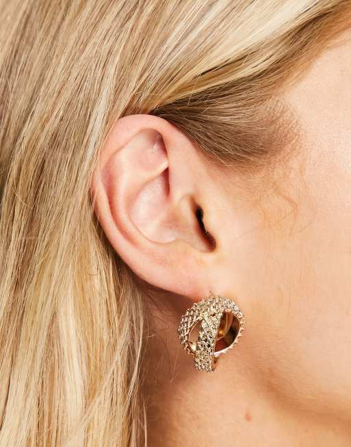River Island texture crossover stud earrings ASOS