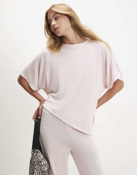 River Island Textured asymmetric hem top in pink - view 1