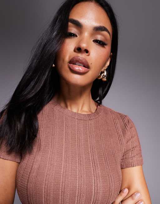 River Island textured baby tee in brown, 3 of 4