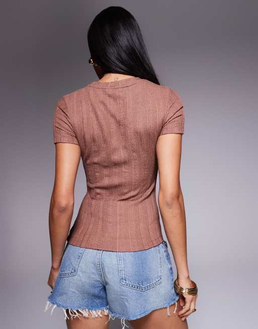 River Island textured baby tee in brown, 4 of 4