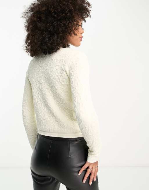 River Island textured boucle cardigan in cream