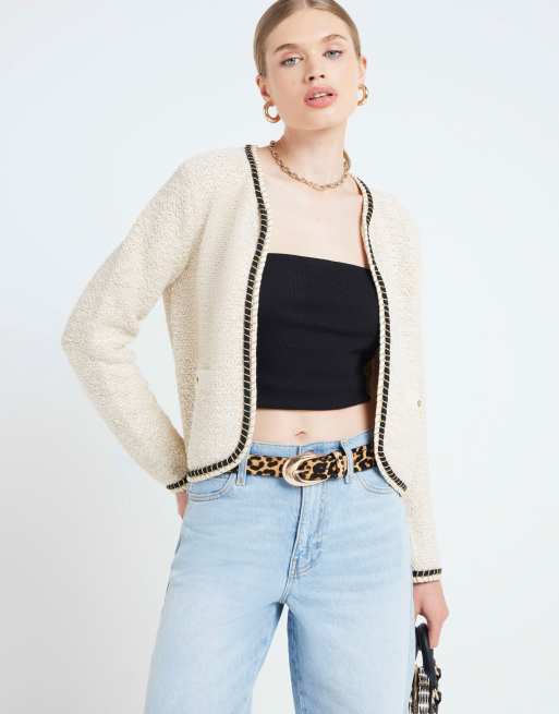 River Island Textured cardigan in cream