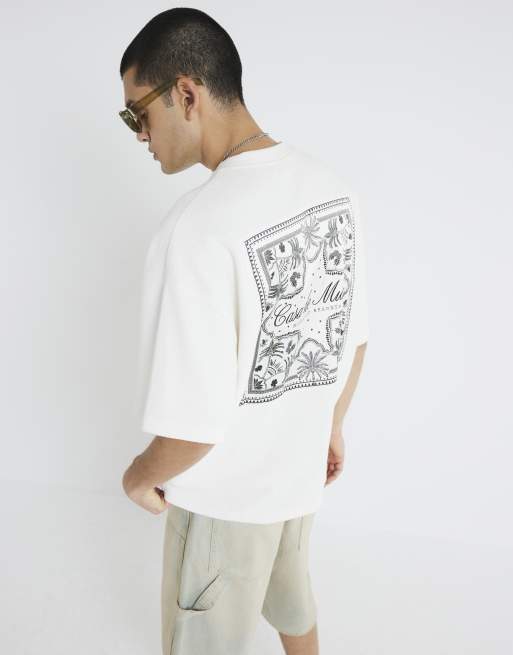 River Island Textured casa patch t-shirt in white