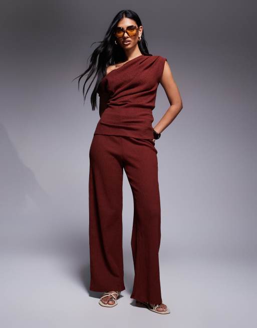 River Island textured drape top in rust - part of a set 