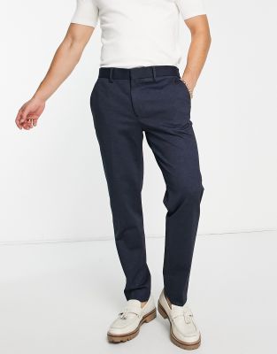 River Island textured jersey smart pants in navy (part of a set)