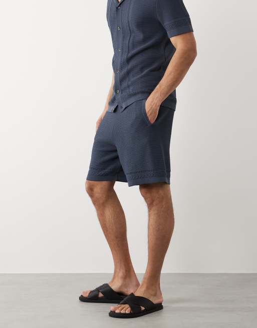 River Island textured knit shorts in dark blue - part of a set , 4 of 5