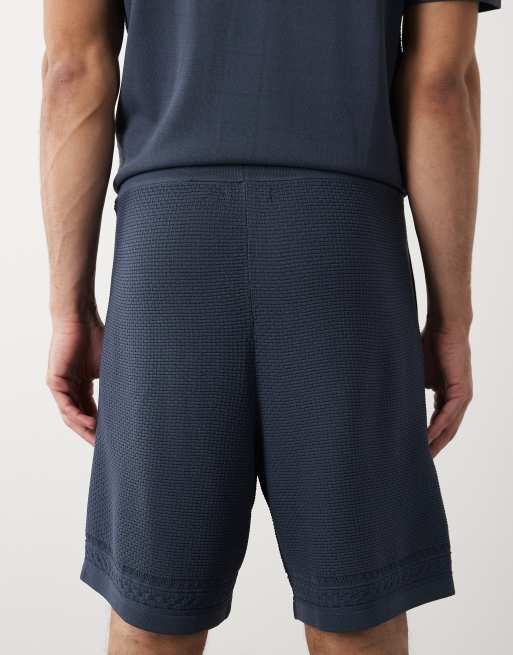 River Island textured knit shorts in dark blue - part of a set , 5 of 5