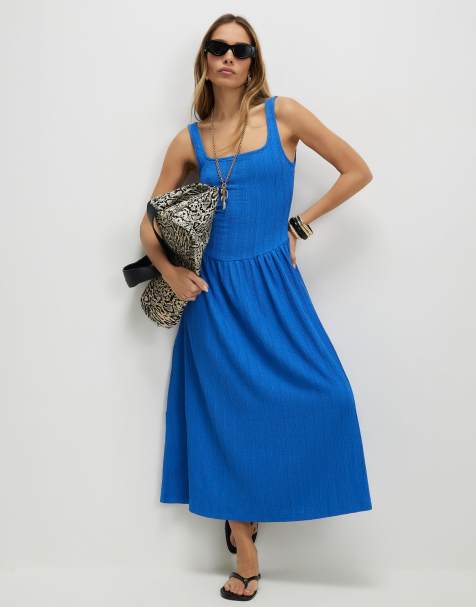 River Island Textured midi dress in blue - view 1