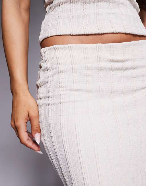 River Island textured midi skirt in cream