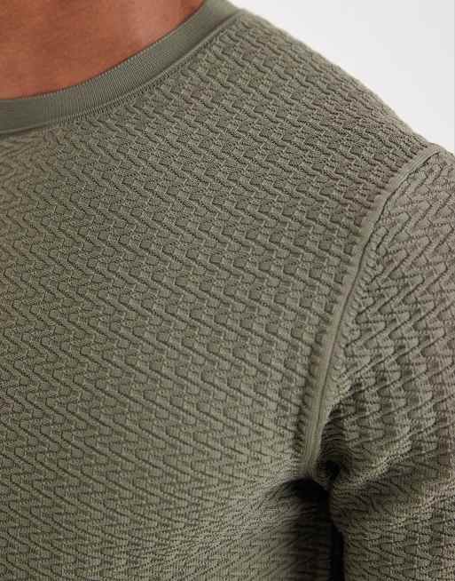 River Island textured muscle fit t-shirt in green, 4 of 5