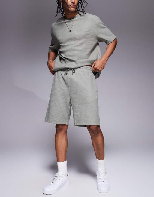 River Island textured shorts co-ord in khaki, 2 of 5