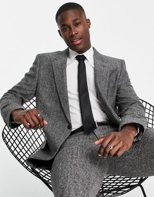 River Island textured slim suit jacket in grey check - ASOS Price Checker