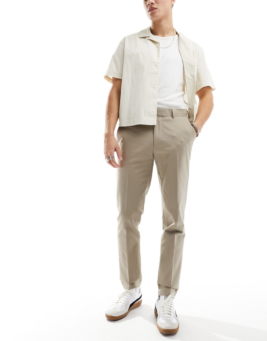 textured smart pants in brown heather