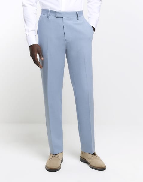 River Island textured suit pants in blue - view 1