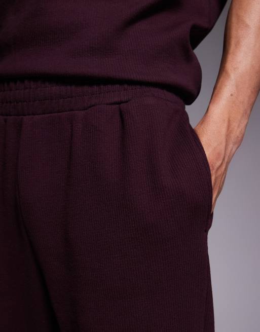River Island textured t-shirt and shorts set in burgundy, 5 of 5