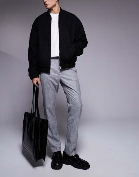 River Island textured trousers in grey - view 1