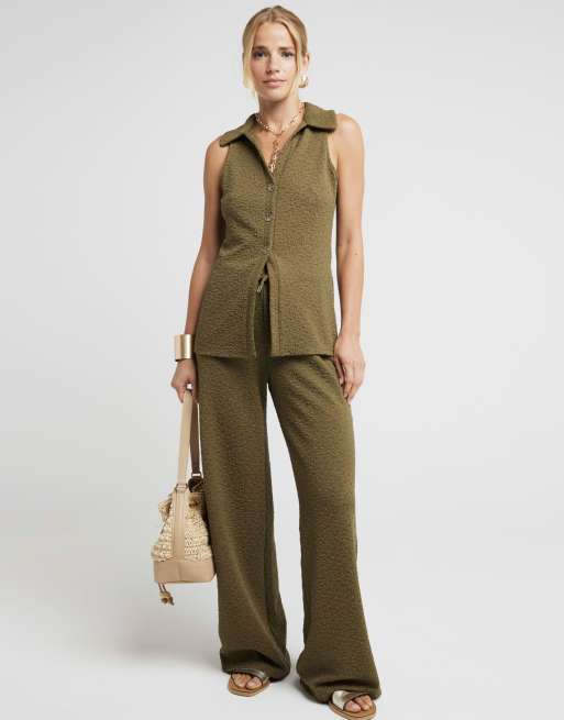 River Island Textured Two Piece in Khaki