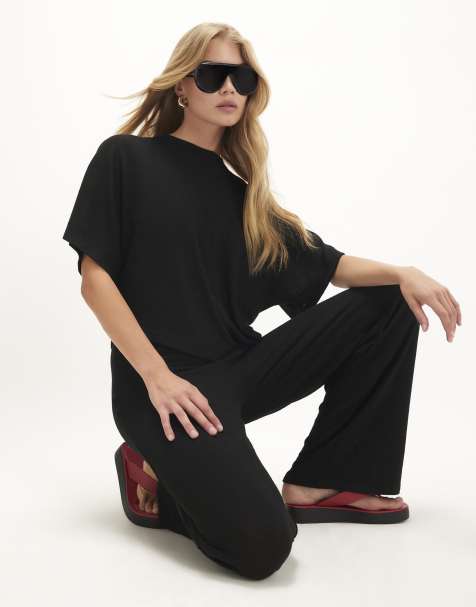River Island Textured wide leg co-ord in black - view 1