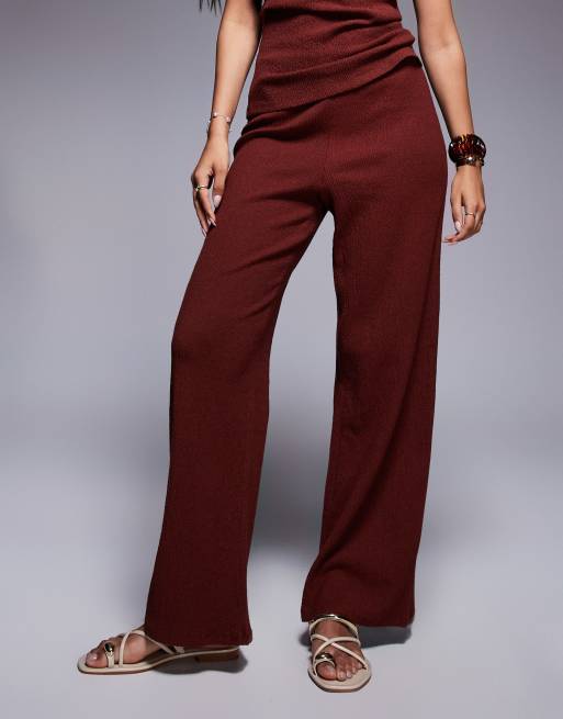 River Island textured wide leg pants in rust (part of a set) , 2 of 5