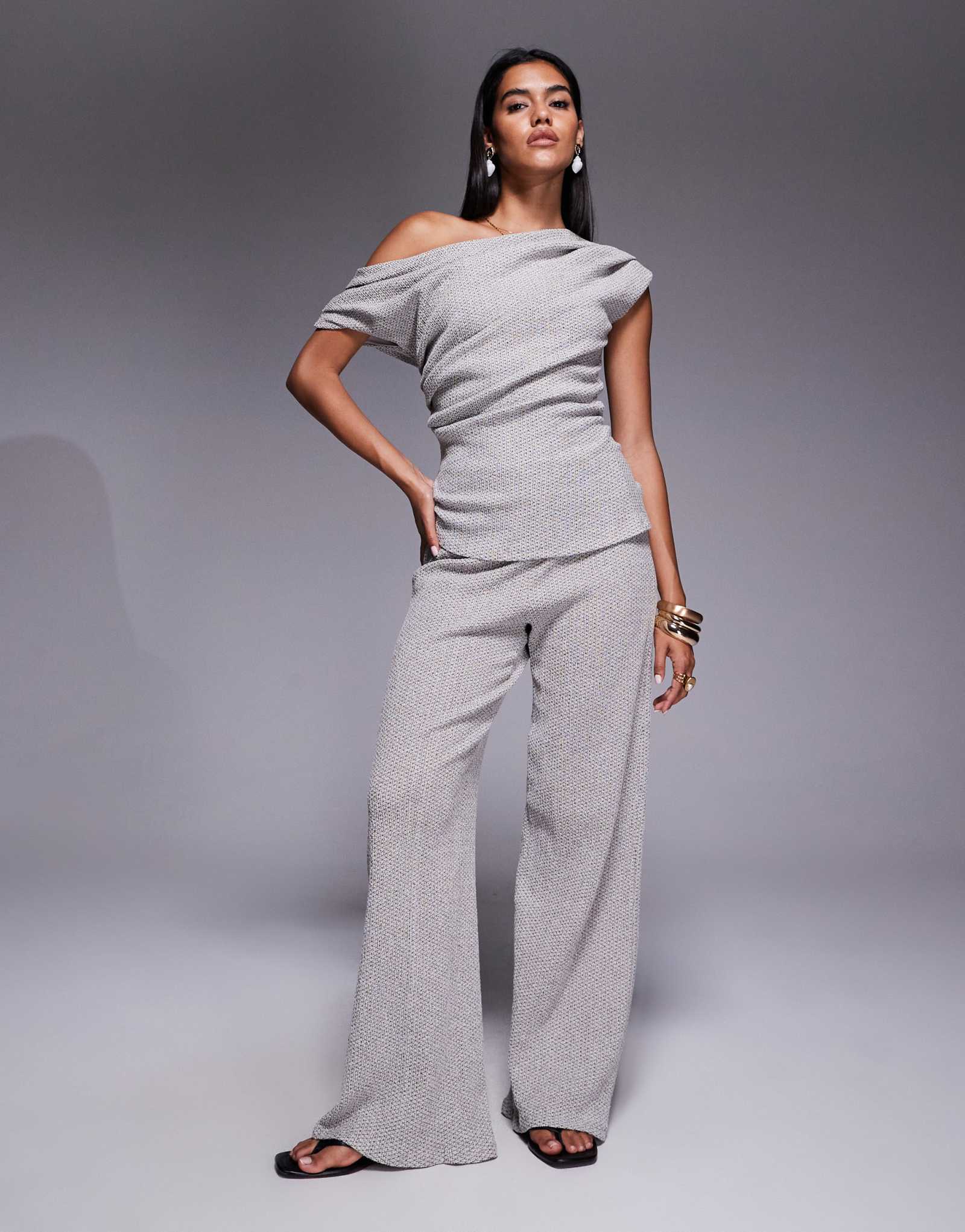 Широкие брюки с текстурой River Island белого цвета