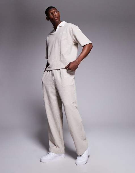 River Island textured wide leg trouser co-ord in stone - view 1